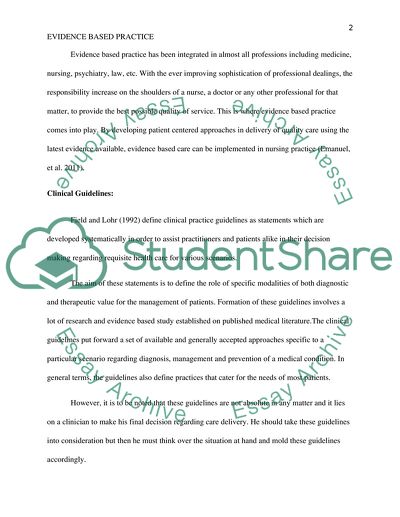 evidence based nursing practice essay