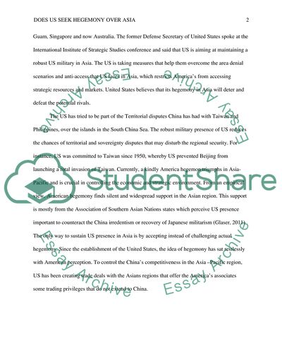 Does US Seek Hegemony over Asia