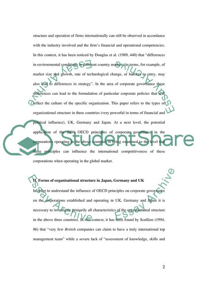 Different Organisational Structures of Japan, Germany and the UK