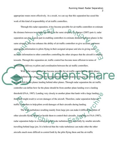 The Effects of Radar Separation on Air Traffic Control