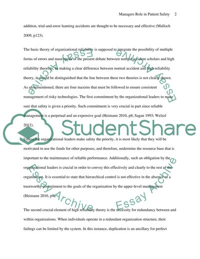 Managers Role in Patient Safety