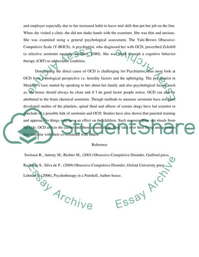 Working with OCD- The case of Majorie