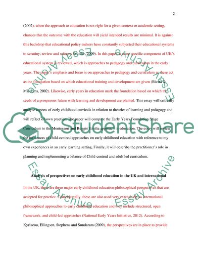 Approaches to Pedagogy and Curriculum in the Early Years in the UK