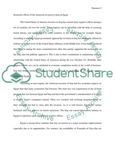 The National, Regional and International Consequences of the US Invasion of Iraq on Egypt