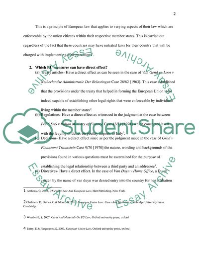 Direct and Indirect Effect of EU Law at National Level