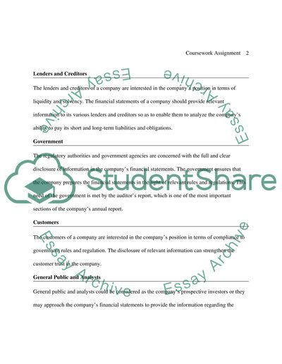 Information Requirements for Financial Statements