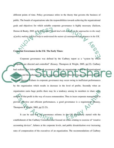 Policy Making and Contemporary Governance in the United Kingdom