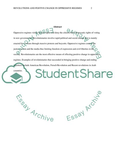 Revolutionaries to Effect Change in Oppressive Regimes