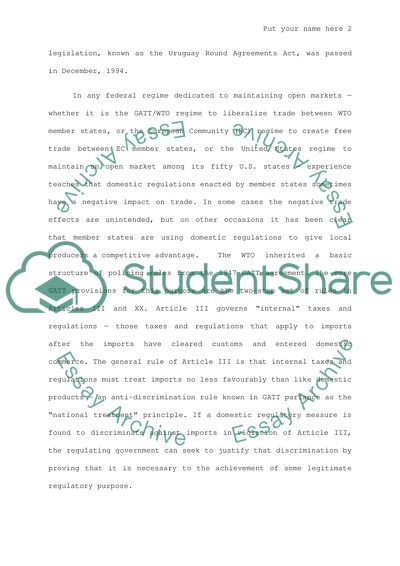 General Agreement on Tariffs and Trade