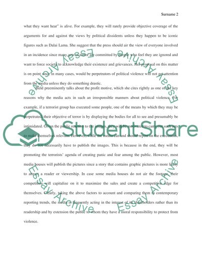 The Relationship between the Media and Terror Organizations in the Context of Helds Claim