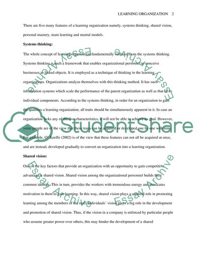 learning organization essay