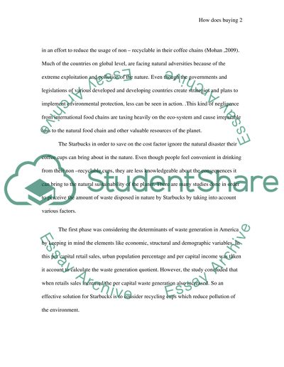 How does buying a cup of coffee from Starbucks affect the environment