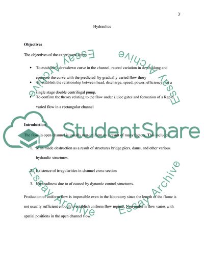 Hydraulic Laboratory Experimient