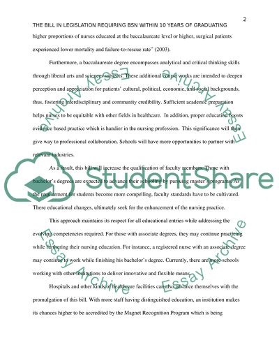 Bill in Legislation Requiring BSN