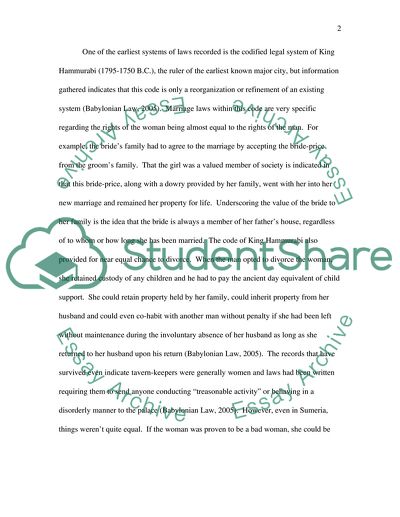 The Role of Women as Shown through Marriage Law