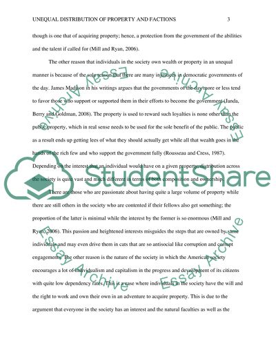 Unequal Distribution of Property and Factions
