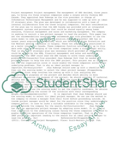 The Management of ABS Canada