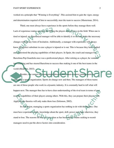 Past Sport Experience