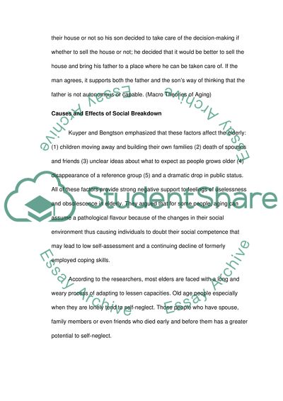 Prevention of Social Breakdown in the Elderly