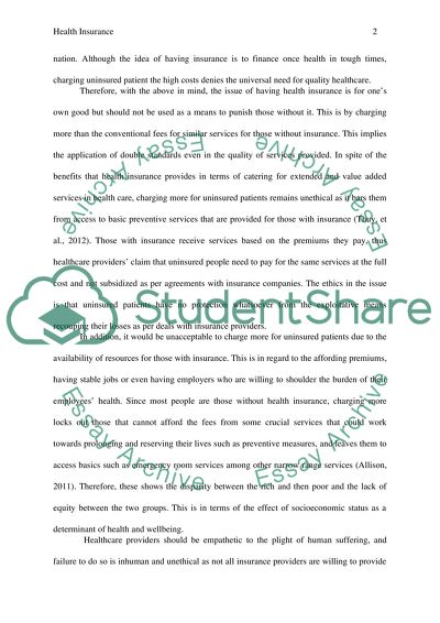 Distributive Justice - Health Insurance