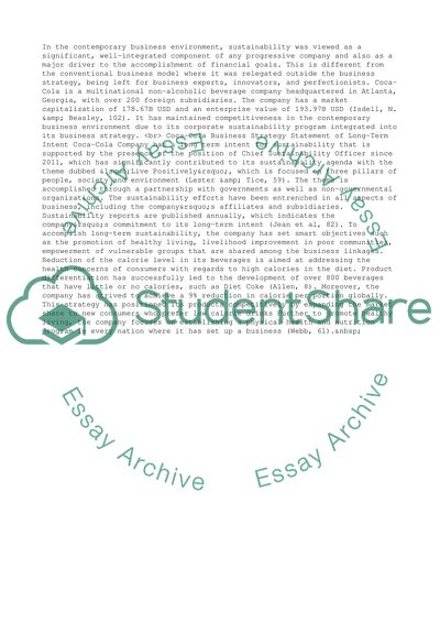 How Effectively Coca-Cola Company Integrates Sustainability Issues in to Business Strategy