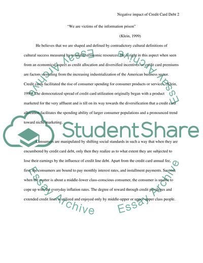 Credit Card Debt: Negative effects among society