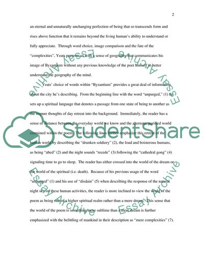 Analysis of Byzantium Poem by William Butler Yeats