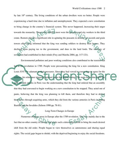 The World Civilizations since 1500