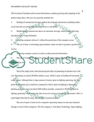 Spamming Legality Issues