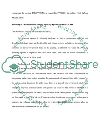 DHS Homeland Security Advisory System and DoD FPCON