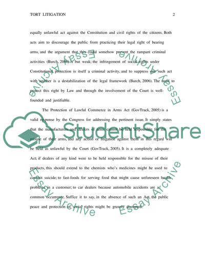 Firearm and Tort Litigation