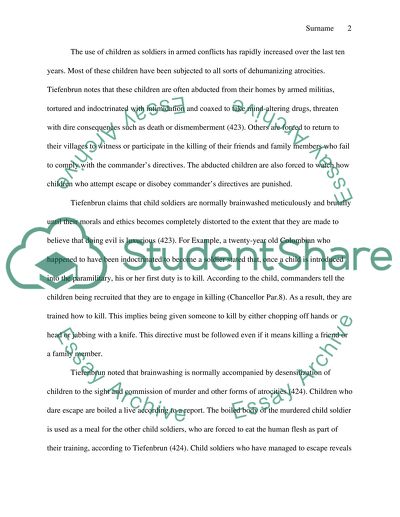 Indoctrination of children to child soldiers