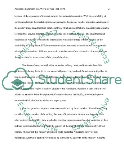 Americas Rise as a World Power from 1865-1898