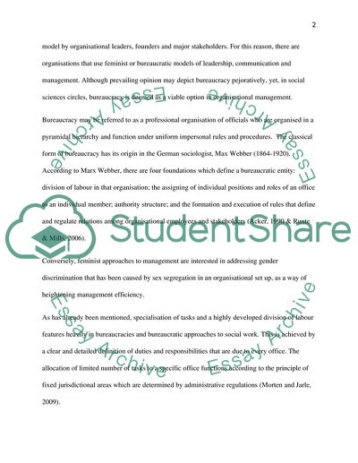 Feminist and Bureaucratic Perspectives of Organisational Theory