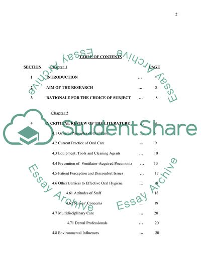 Oral Care Practice in Intensive Care