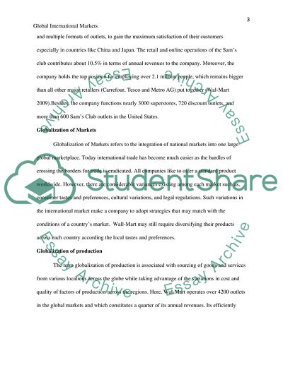 Wal-Mart Global International Markets