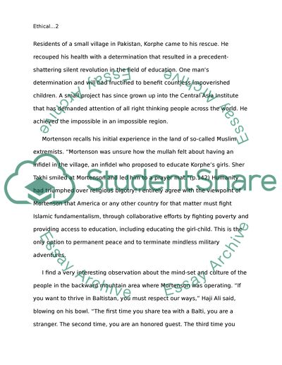 Ethical leadership that relates to the book three cup of tea