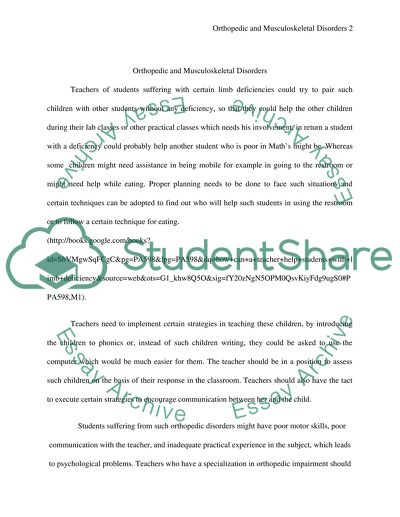 Orthopedic and Musculoskeletal Disorders