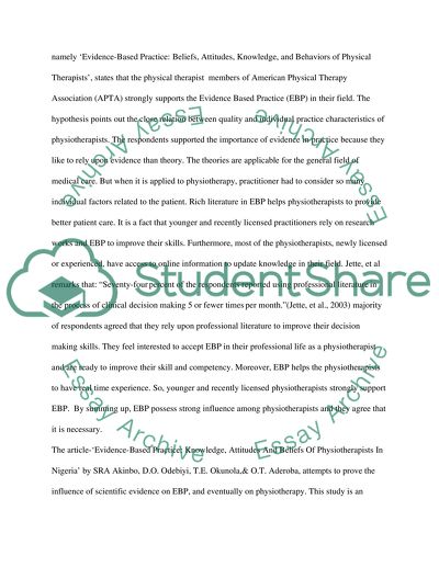 Evidence-Based Practice among Physiotherapists