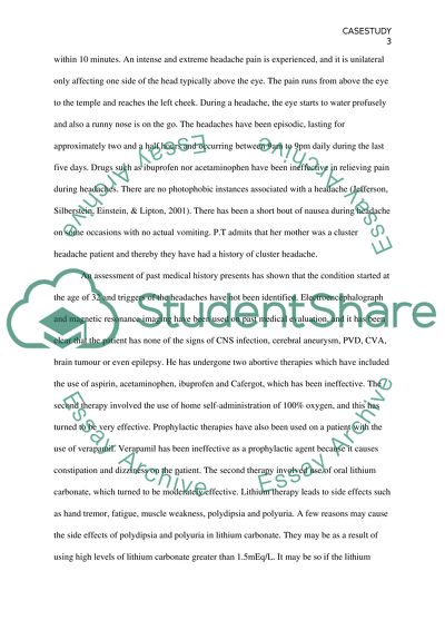 Cluster headache case study pathophysioloy class