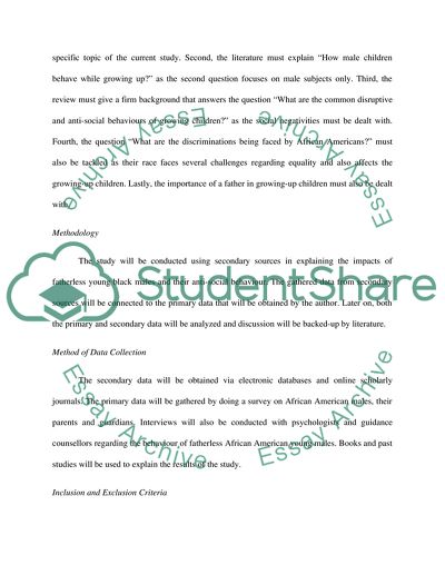 The Absence of Fathers Contribute to Anti-social Behavior with Young Black Males