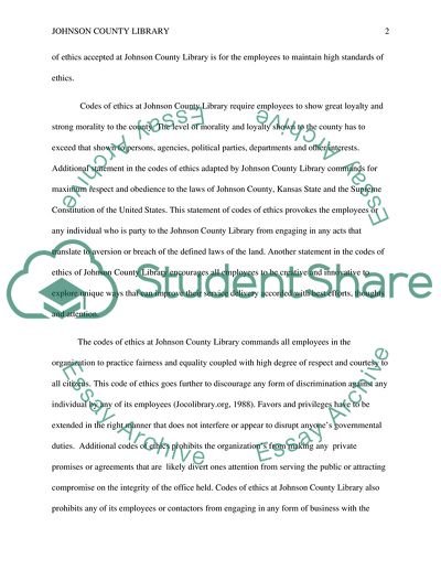 Ethical Standards at Johnson County Library