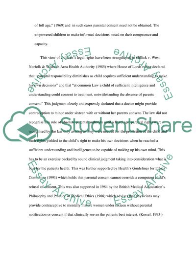 Mature Minors Refusal to Consent to Medical Treatment