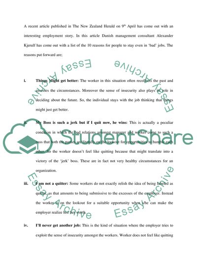 Employment Story: Why You Should Quit That Bad Job