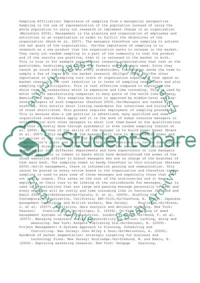 Importance of Sampling from a Managerial Perspective