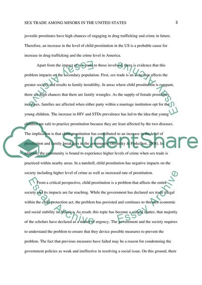 Sex Trade among Minors in the United States