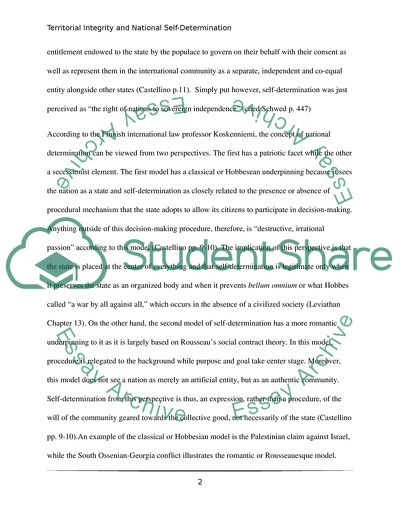 The Conflict between Territorial Integrity and Self-Determination