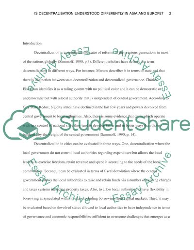 Is Decentralization Understood Differently in Europe and Asia