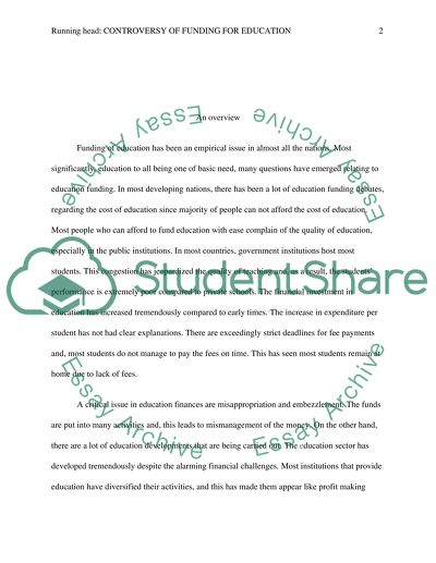 Controversy on Funding for Education