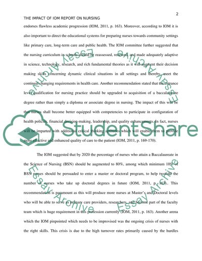 THE IMPACT OF IOM REPORT ON NURSING